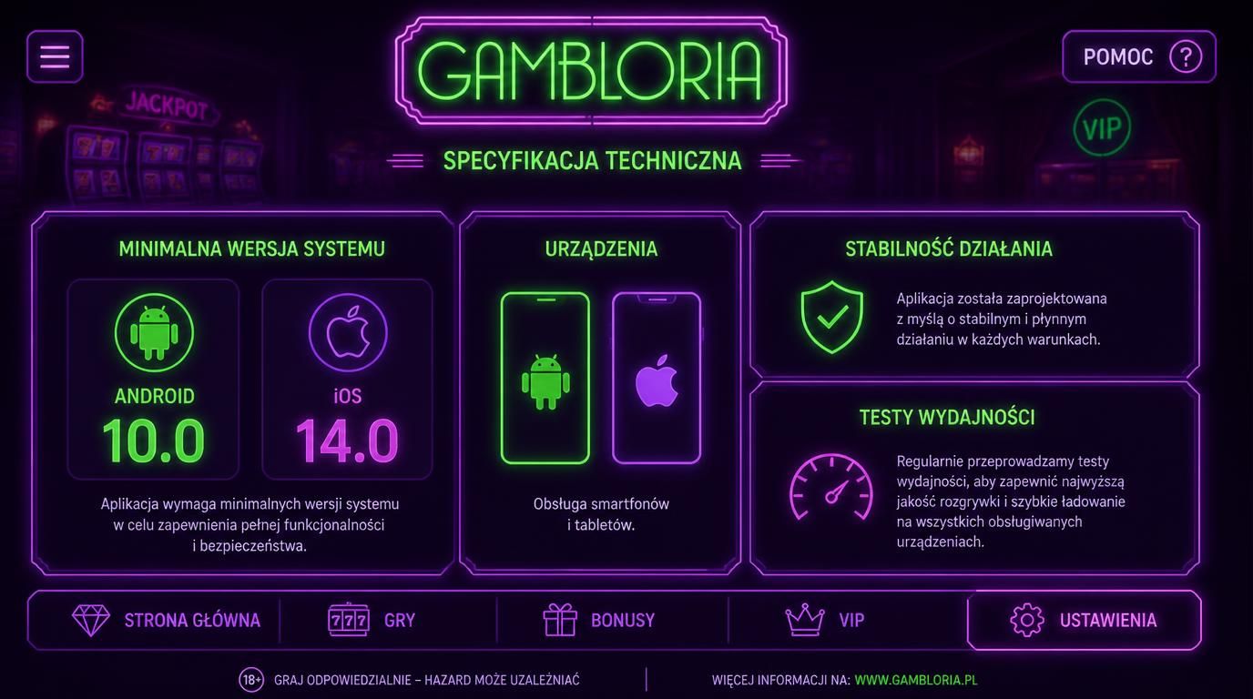 Specyfikacja minimalnej wersji systemu i test płynności aplikacji